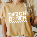 XL Mustard Touch Down Game Paly Comfort Colors Tee, Football Printed Tee, Game Day Sports Shirt  