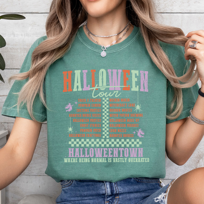 Halloween Tour Comfort Colors Tee, Halloween Night Activities Printed Tee, Halloween Town Shirt 