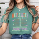 XL Light Green Halloween Tour Comfort Colors Tee, Halloween Night Activities Printed Tee, Halloween Town Shirt 