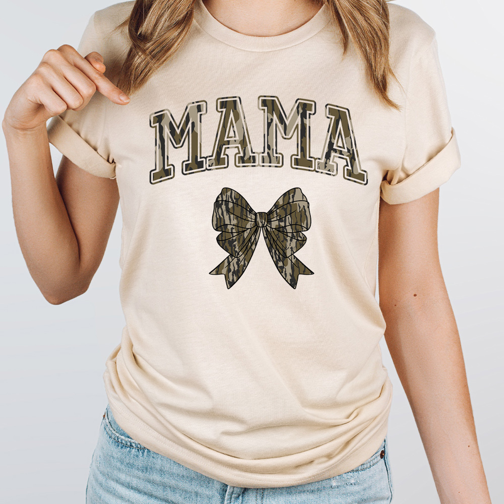 Mama Camo Bow Graphic Tee, Hunting Season Mom Shirt