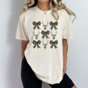 Small Ivory Como Bows And Deer Comfort Colors Tee, Hunting Seaosn Shirt