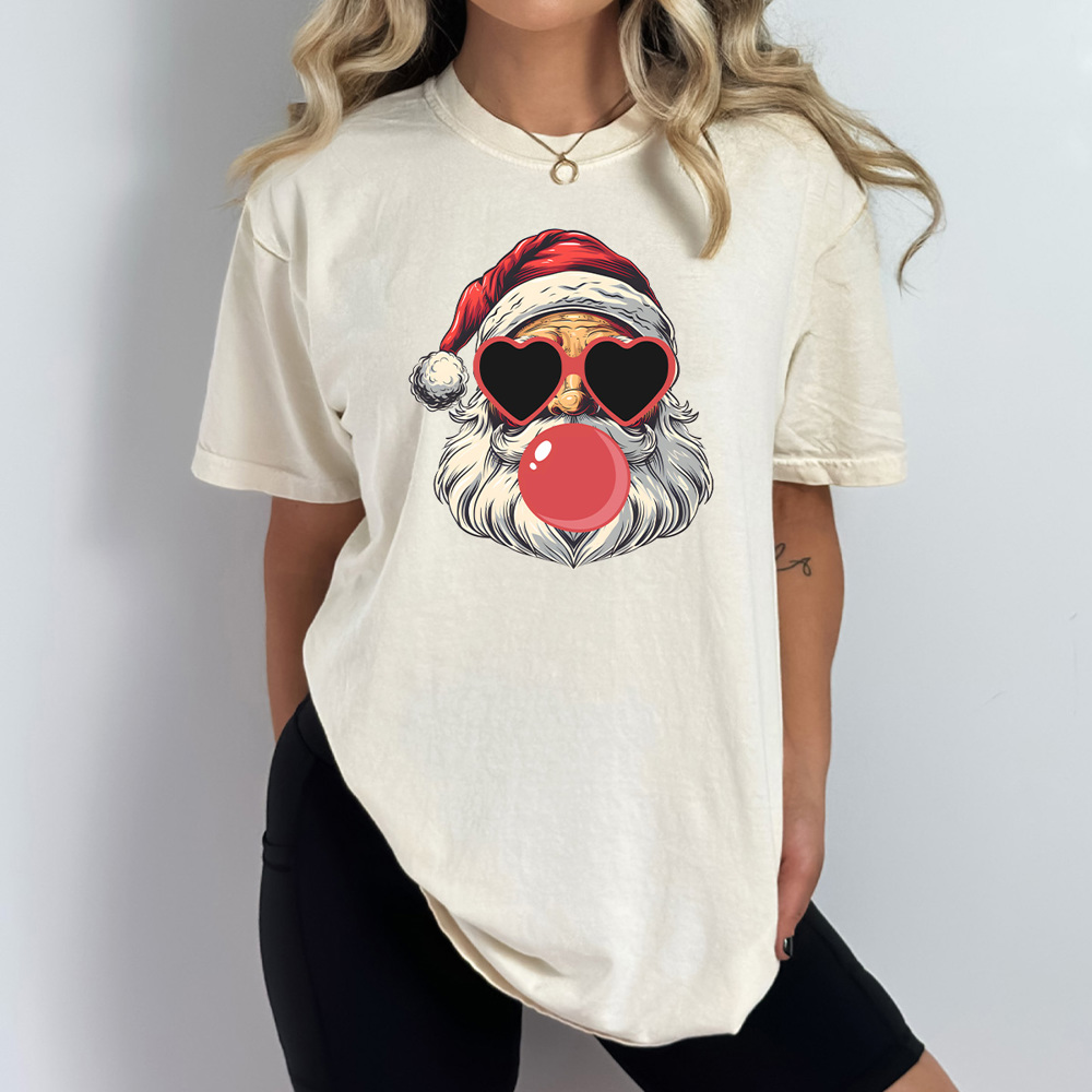 Santa Blowing Bubble Comfort Colors Tee, Christmas Santa Shirt