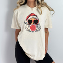 Small Ivory Santa Blowing Bubble Comfort Colors Tee, Christmas Santa Shirt