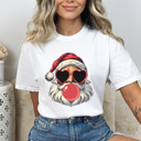 Large White Santa Blowing Bubble Comfort Colors Tee, Christmas Santa Shirt