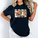 XXL Black Vintage Christmas Characters Comfort Colors Tee, Holiday Shirt 