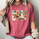 XXL Crimson Vintage Christmas Characters Comfort Colors Tee, Holiday Shirt 