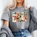 XL Gray Vintage Christmas Characters Comfort Colors Tee, Holiday Shirt 