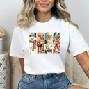 XXL White Vintage Christmas Characters Comfort Colors Tee, Holiday Shirt 