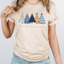  Merry Christmas Blue And Gold Trees Graphic Tee, Winnter Shirt 