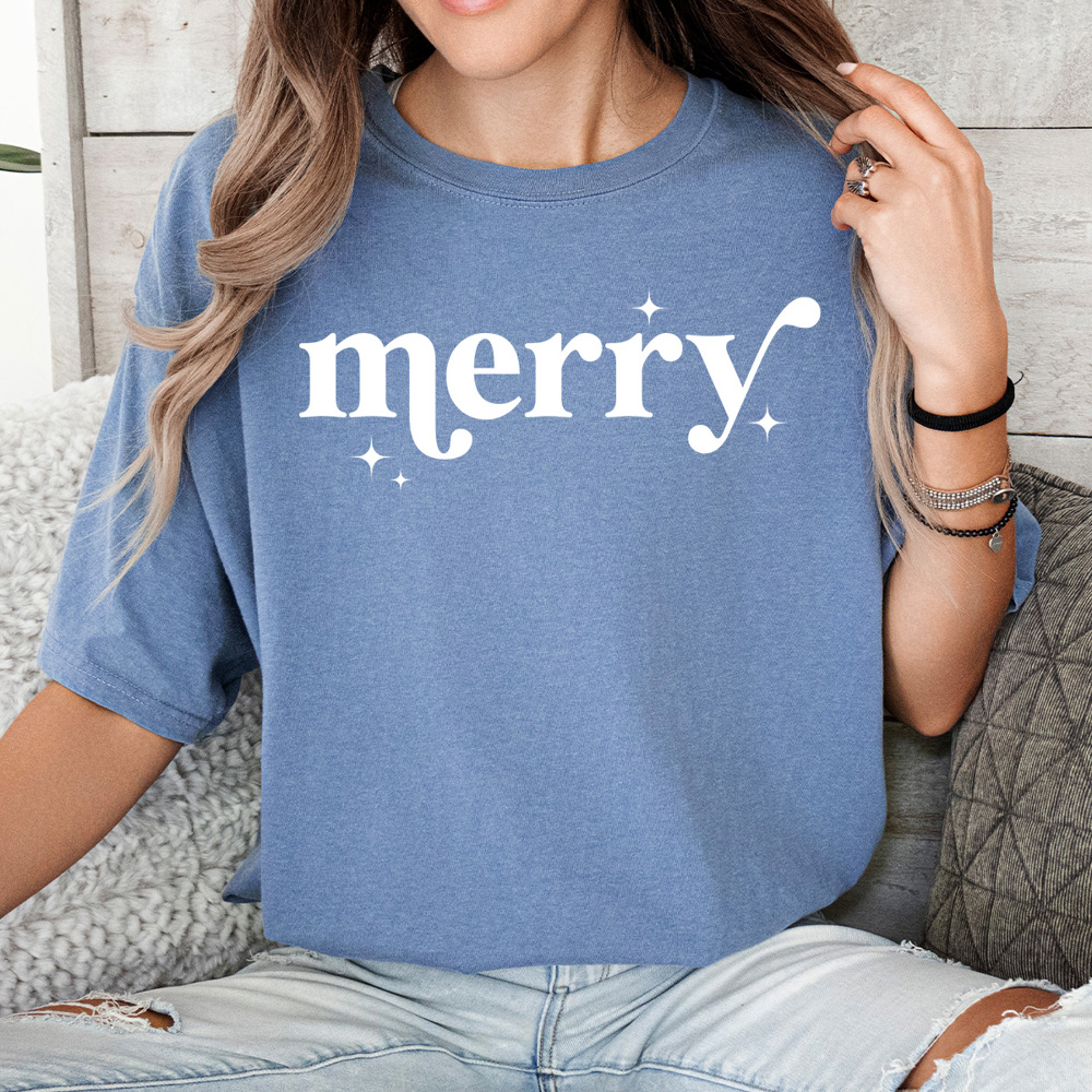 Merry Comfort Colors Holiday Tee, Merry Christmas Shirt