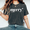 Large Pepper Merry Comfort Colors Holiday Tee, Merry Christmas Shirt