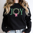  Joy Christmas Wreath Fleece Sweatshirt, Holiday Pullover