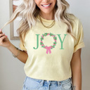 Large Butter Joy Christmas Wreath Comfort Colors Tee, Holiday Shirt