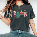  Cute Nutcracker Christmas Comfort Colors Tee, Faux Gilliter Shirt