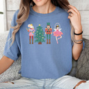 Large Blue Jean Cute Nutcracker Christmas Comfort Colors Tee, Faux Gilliter Shirt