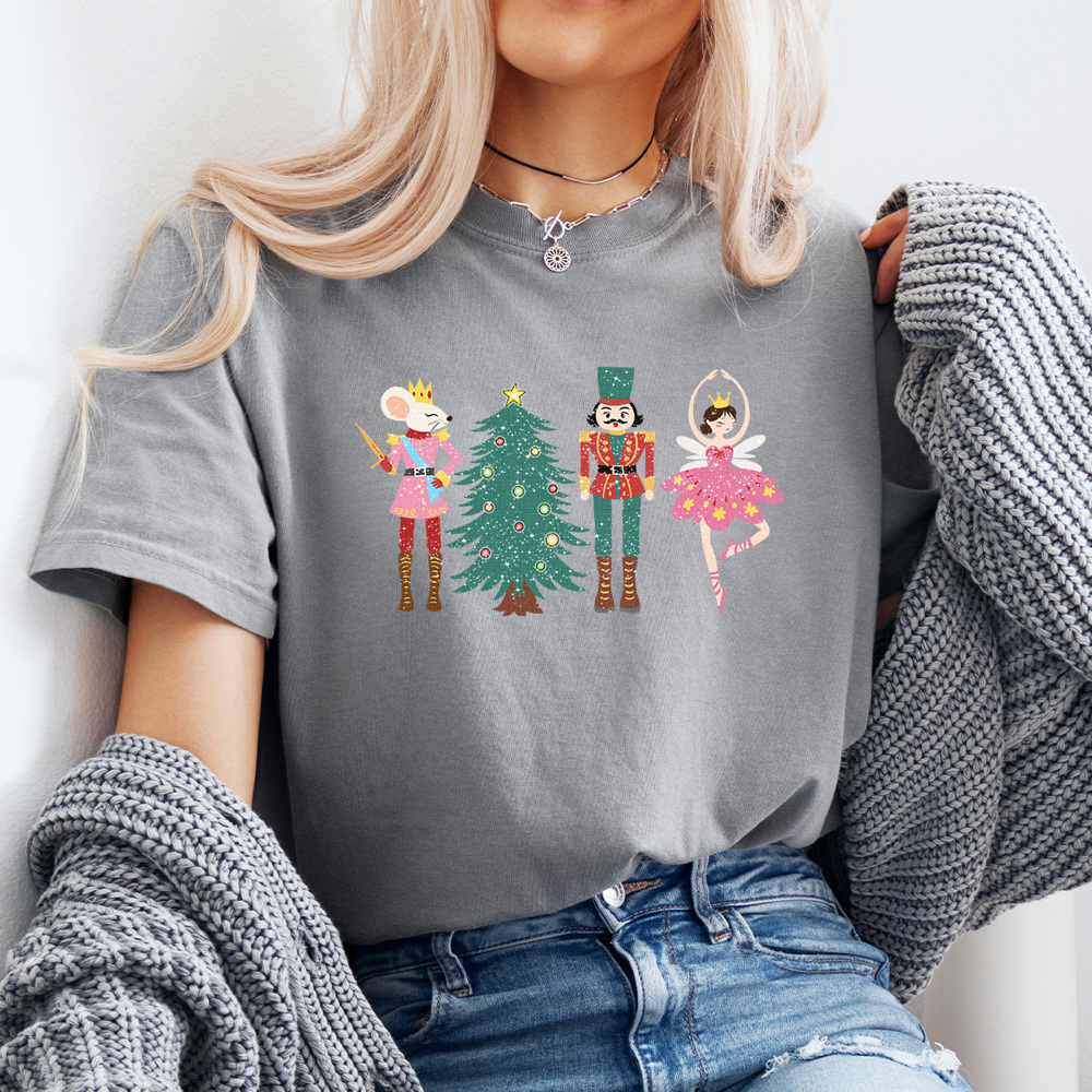 Cute Nutcracker Christmas Comfort Colors Tee, Faux Gilliter Shirt