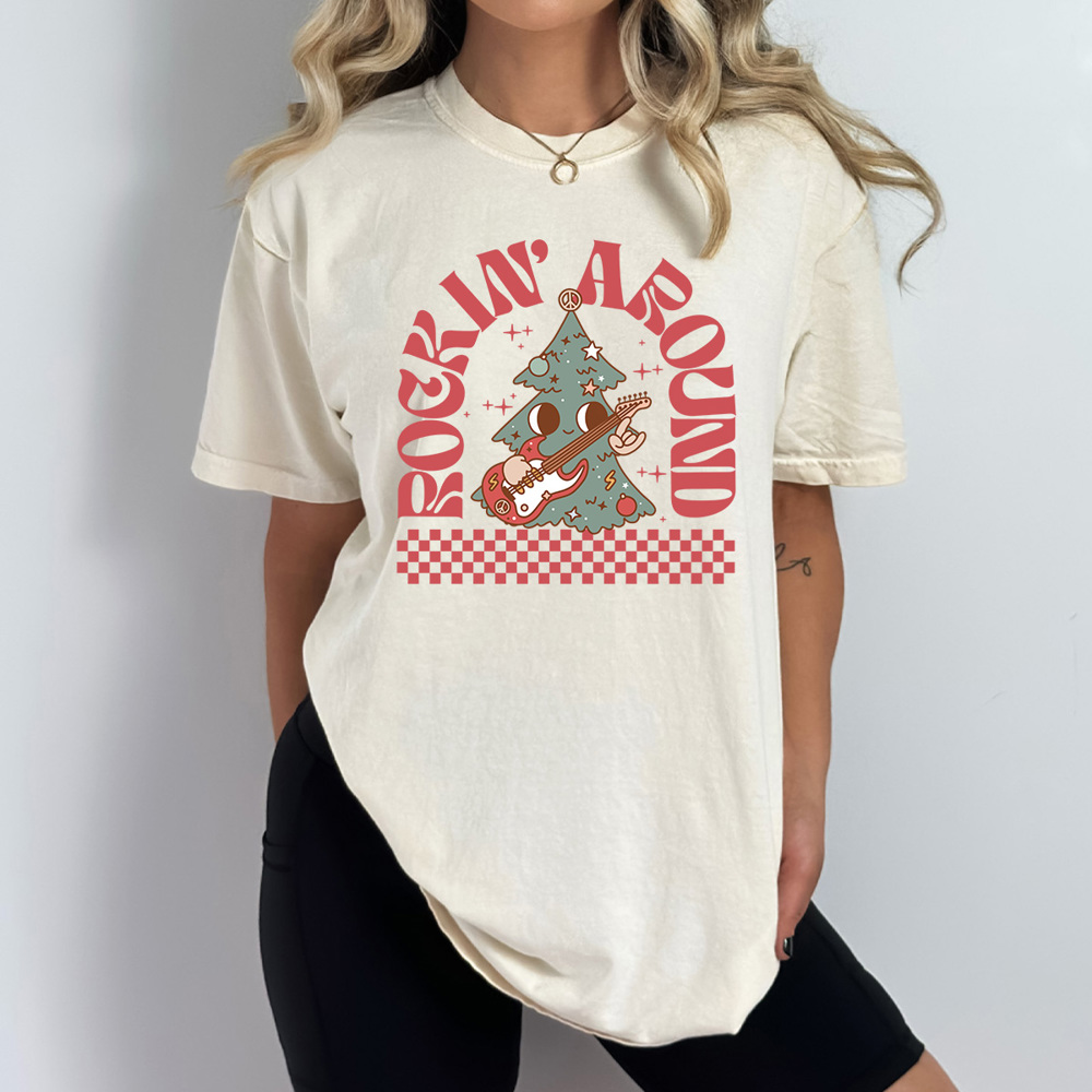 Rockin' Around The Christmas Tee Comfort Colors Tee, Holiday Shirt