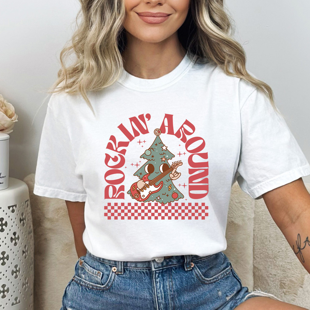 Rockin' Around The Christmas Tee Comfort Colors Tee, Holiday Shirt