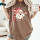 XXL Espresso Floral Retro Santa Comfort Colors Tee, Christmas Shirt