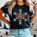  Cozy Season Graphic Tee, Winter Snowflake Shirt 