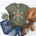 Large Olive Cozy Season Graphic Tee, Winter Snowflake Shirt 