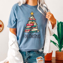  All Booked For Christmas Comfort Colors Tee, Books Christmas Tee