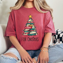  All Booked For Christmas Comfort Colors Tee, Books Christmas Tee