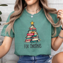  All Booked For Christmas Comfort Colors Tee, Books Christmas Tee