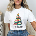  All Booked For Christmas Comfort Colors Tee, Books Christmas Tee