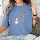 XXL Blue Jean Winter Snowman Comfort Color Tee, Snowing Season Tee