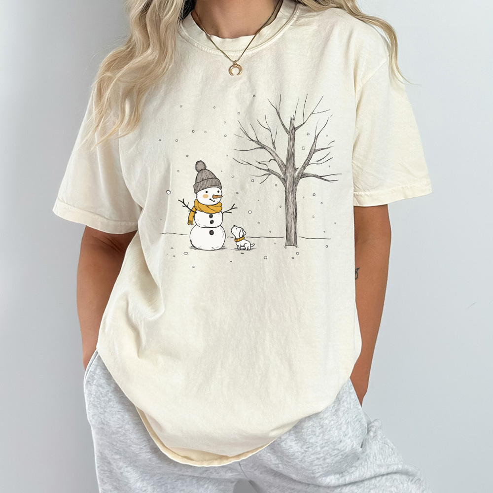 Winter Snowman Comfort Color Tee, Snowing Season Tee