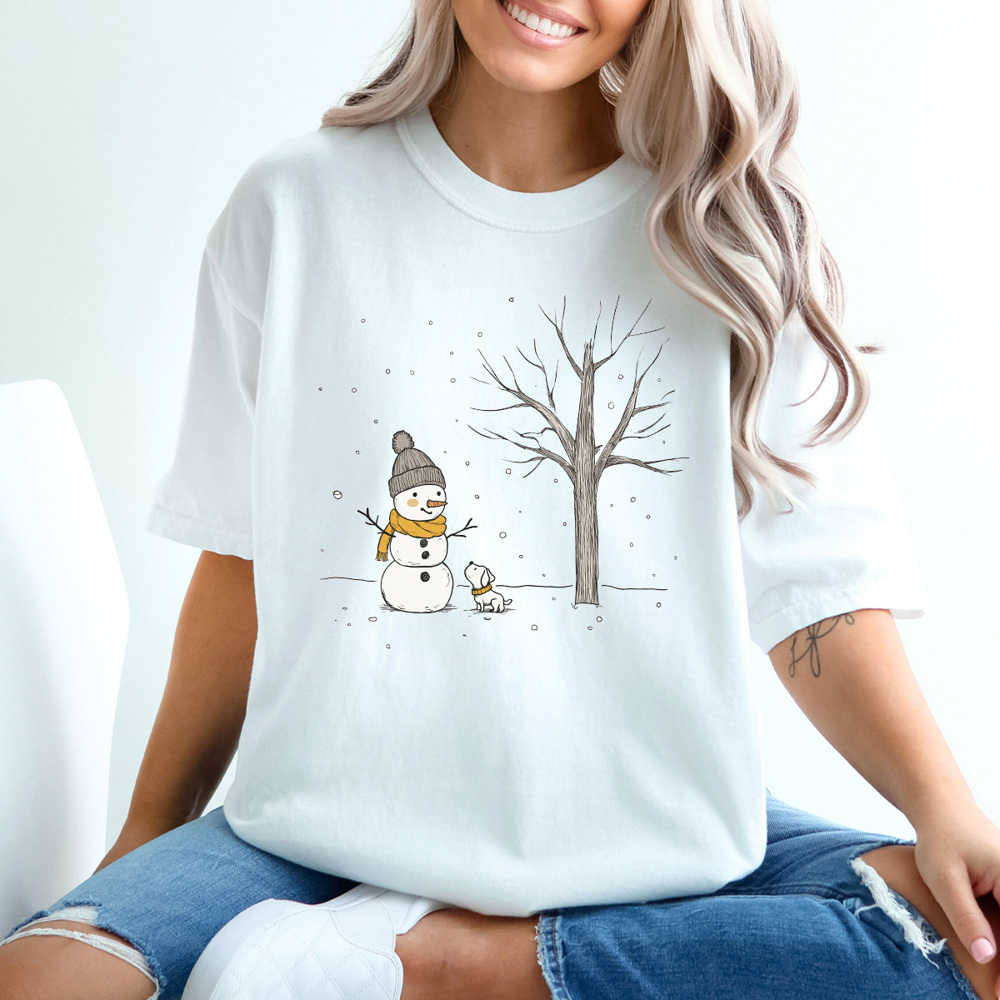 Winter Snowman Comfort Color Tee, Snowing Season Tee