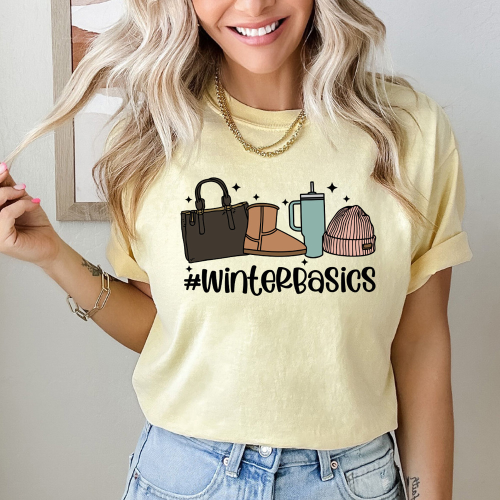 Winter Basics Comfort Colors Tee, Basic Winter Girl Tee