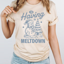 XXL Cream I'm Having A Meltdown Graphic Tee, Winter Snowman Shirt