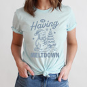 XXL Ice Blue I'm Having A Meltdown Graphic Tee, Winter Snowman Shirt