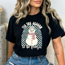 XXL Black Tis The Season To Be Freezing Comfort Colors Tee, Winter Snowman Shirt 