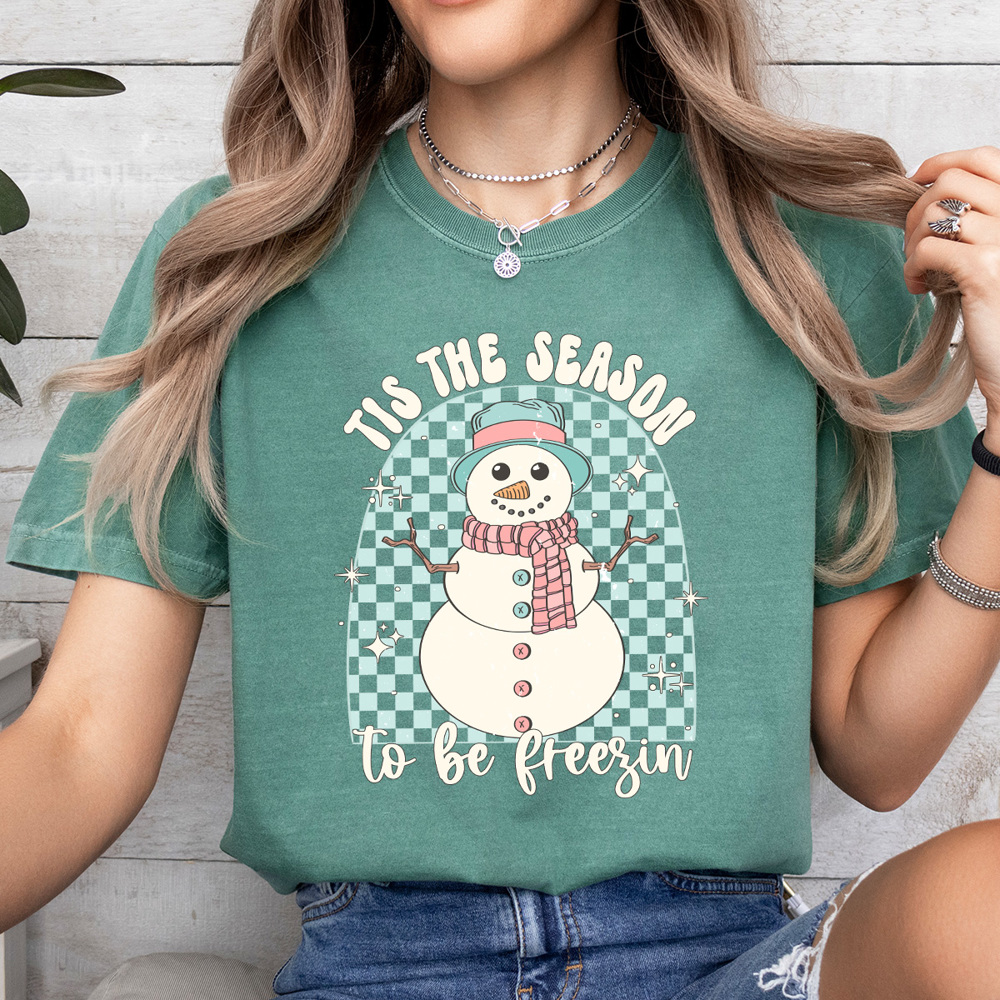 Tis The Season To Be Freezing Comfort Colors Tee, Winter Snowman Shirt 