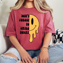 XXL Crimson Don't Forget To Smile Today Comfort Colors Tee, Melting Smiley Face Shirt