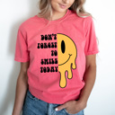 XXL Watermelon Don't Forget To Smile Today Comfort Colors Tee, Melting Smiley Face Shirt