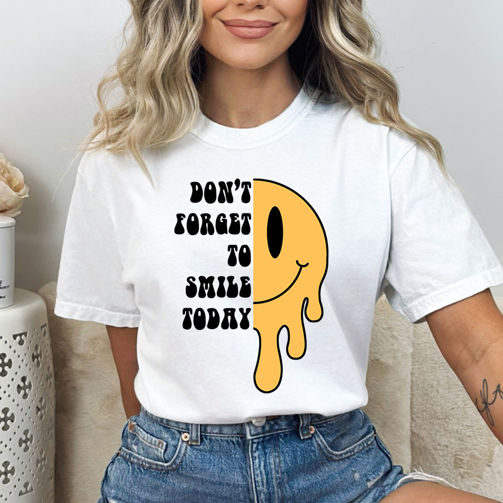 Don't Forget To Smile Today Comfort Colors Tee, Melting Smiley Face Shirt