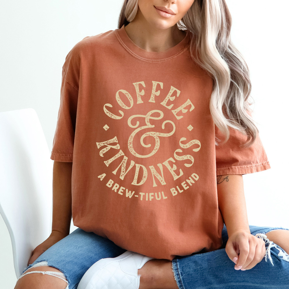 Coffee & Kindness Cofort Colors Tee, A Brewtiful Blend Coffee Shirt 