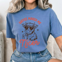 Medium Blue Jean Coffee Makes Me Nicer Cute Cow Comfort Colors Tee, Caffeine Cow Shirt 