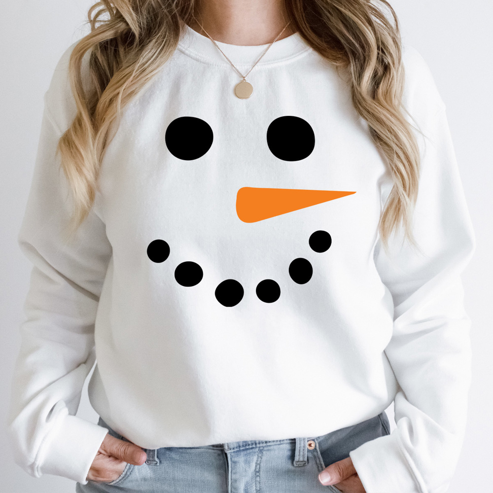 Snowman Face Fleece Sweatshirt, Winter Holiday Pullover