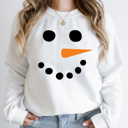  Snowman Face Fleece Sweatshirt, Winter Holiday Pullover