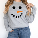  Snowman Face Fleece Sweatshirt, Winter Holiday Pullover