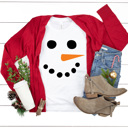  Snowman Face Graphic Tee, Winter Holiday Shirt