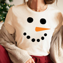 XXL Cream Snowman Face Graphic Tee, Winter Holiday Shirt