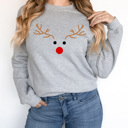  Reindeer Face Fleece Sweatshirt, Rudolph Christmas Pullover