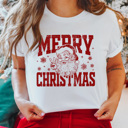  Merry Christmas Vintage Santa Graphic Tee, Peace Santa Shirt