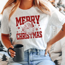  Merry Christmas Vintage Santa Graphic Tee, Peace Santa Shirt